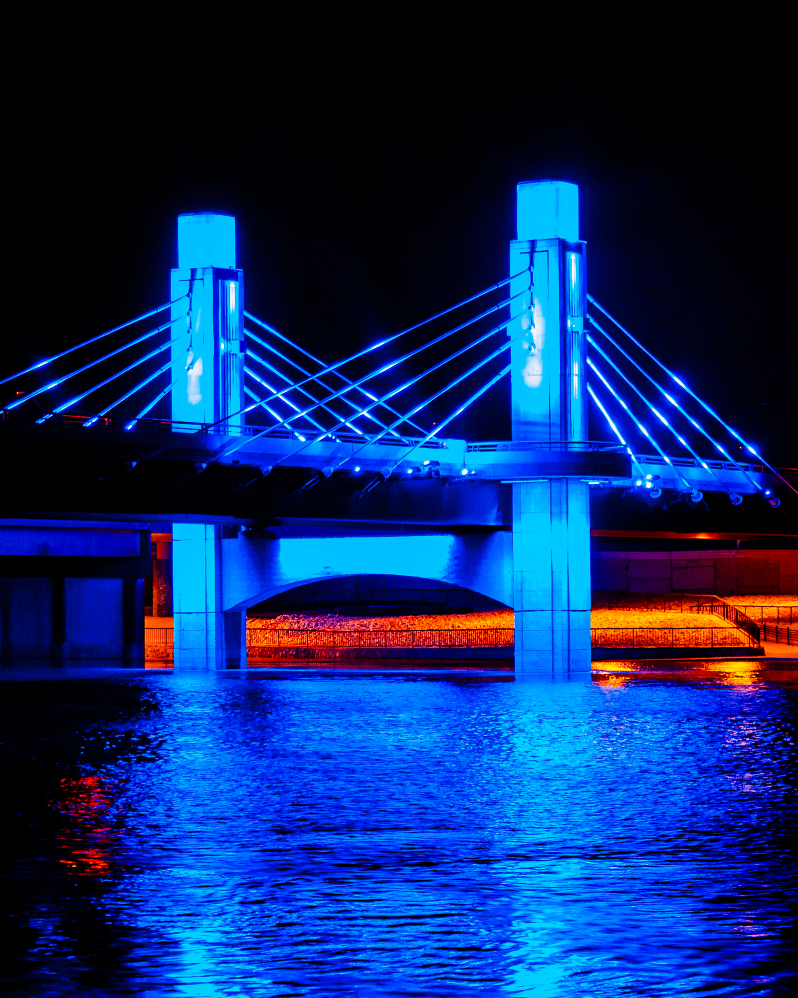 Night Shift — Illuminated bridge over the Brazos River in Waco, Texas