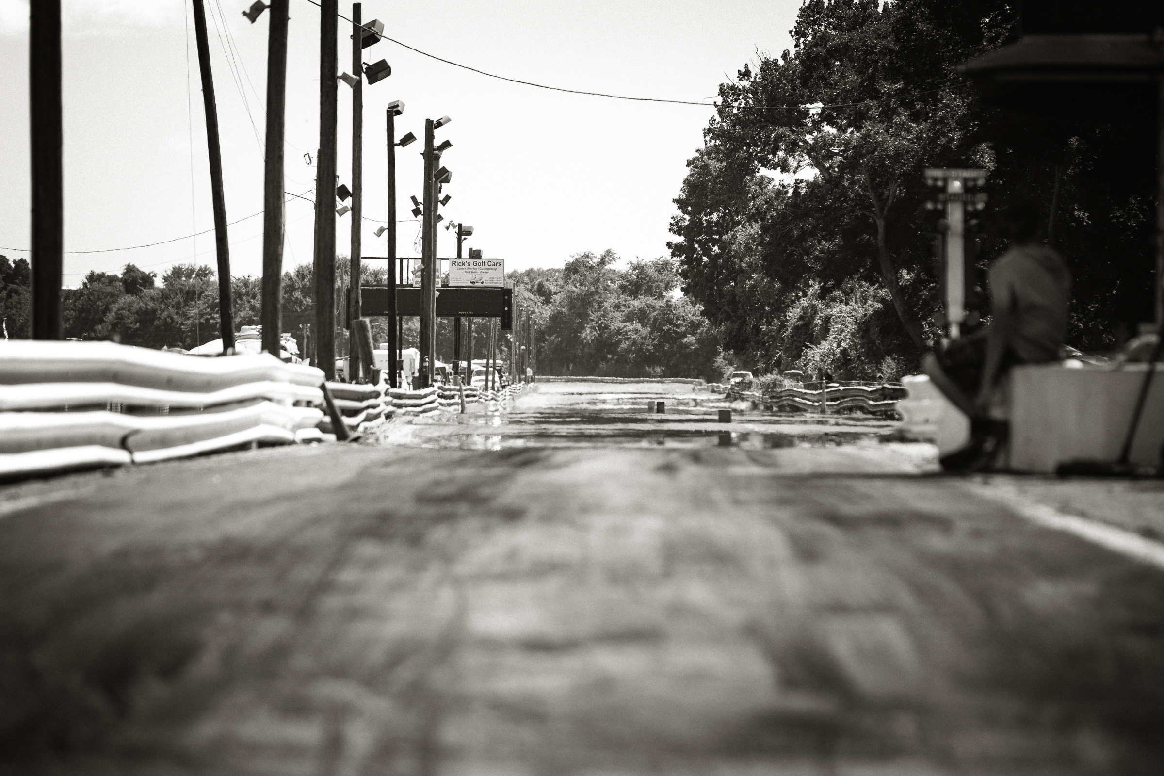 A quiet drag strip viewed from the starting line